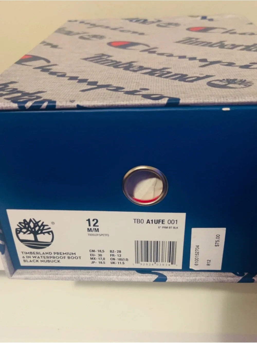 Little Boys Timberland x Champion 6” Boots Black 12C Rare Collab w/ Box